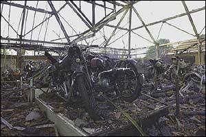 Burnt motorbikes