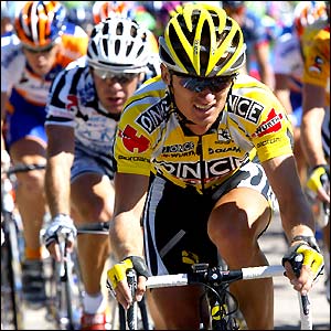 Czech cyclist Jan Hruska pushes for the line on the 11th stage of the Tour of Spain, finishing in Cuenca