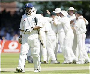 Mark Butcher is caught for 70