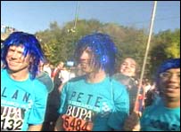 Three runners in fancy dress