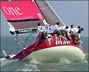 French yacht FasterK-Yote 2 sails at the start of Skandia Cowes week in the solent