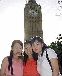 (l-r) Hye Jin You, 23, Hee Jin Jung, 25, and Hee Jin Lee, 24