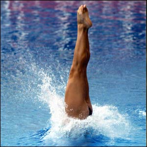 Canadian Emilie Heymans dives from the 10m platform at the XIVth Pan American Games in Santo Domingo