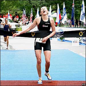 Australia's Rina Hill wins the New York City triathlon