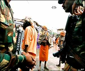 Soldiers patrol festival