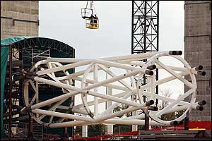 A huge section of the arch is constructed in the centre of the site
