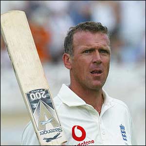 Alec Stewart celebrates his 50