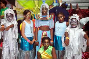 The Flamingo Carnival Arts girls get ready for their performance