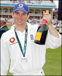 James Kirtley accepts the man-of-the-match award