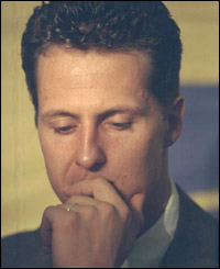 Michael Schumacher at a FIA press conference in 1997