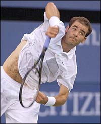 Pete Sampras hits a serve
