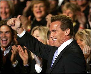 Arnold Schwarzenegger hails his victory