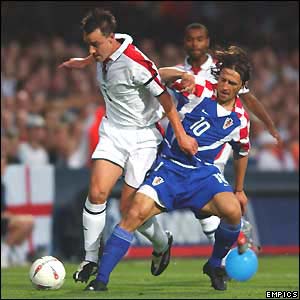 John Terry attacks during his full England debut against Croatia