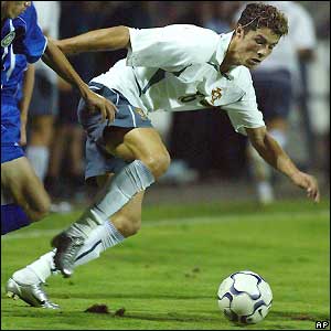 Portugal's Cristiano Ronaldo in action during the friendly international against Kazakhstan