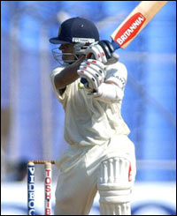 India's Rahul Dravid on the attack
