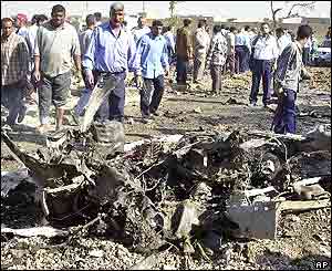 Charred remains of bomber's car