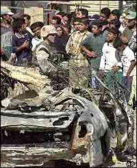 US soldier at bombing scene