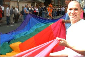 Man holds flag