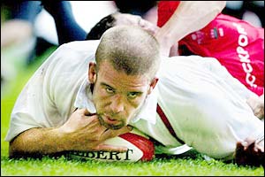 England's Joe Worsley scores a try