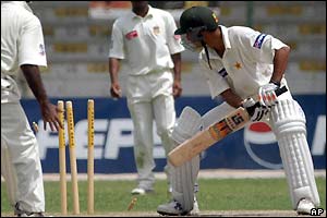 Yasir Hameed is bowled