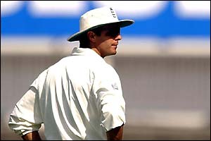 Michael Vaughan looks on