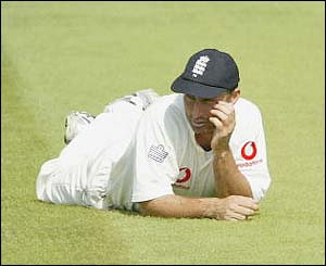 England's Nasser Hussain looks dejected