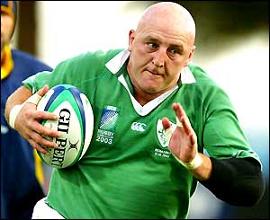 Keith Wood runs with the ball