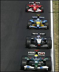 Webber qualified well but holds up the faster cars as Alonso sprints away