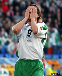 Ireland's David Connolly rues a missed chance 