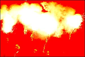 Turkish fans hold up flares