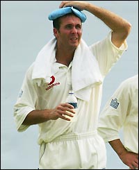 England's Michael Vaughan ices his head