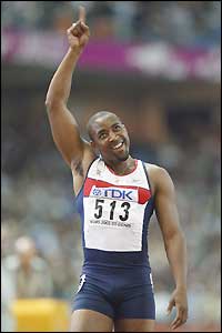 Darren Campbell celebrates bronze in Paris