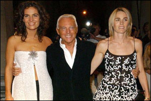 Giorgio Armani with his niece Roberta Armani (left) and Isabelle Harvey-Witt 