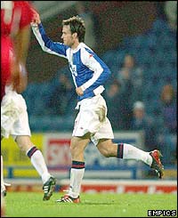 Blackburn's Matt Jansen scores in the second-half