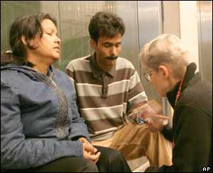Passengers after leaving the damaged ferry