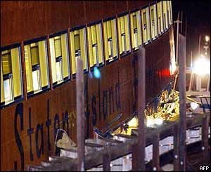 Side of damaged ferry