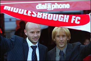 Danny Mills and Gaizka Mendieta both join Middlesbrough on year-long loans