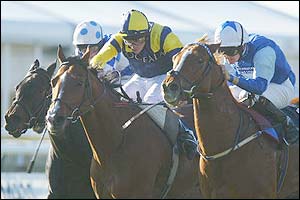 Ricky Mullen and Ashdown Express leads the field home to land The Bentinck Stakes race run at Newmarket racecourse 