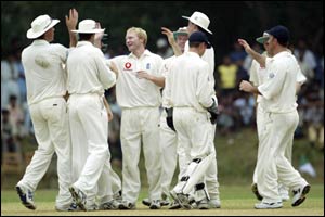 Batty celebrates three wickets in quick succession