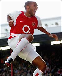 Thierry Henry celebrates his crucial goal