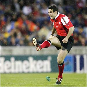 Fly-half Stephen Jones in action for Wales