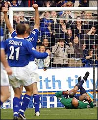 Keller lets the ball through his legs