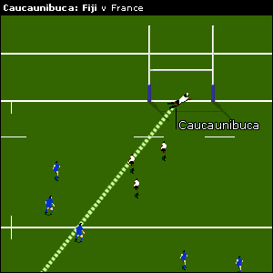 With the cover defence beaten, 'Caucau' accelerates away to the line for a memorable try.