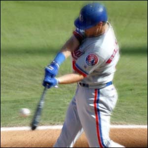 Left Fielder Brad Wilkerson six of the Montreal Expos hits a solo home run off of the Florida Marlins 