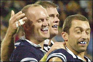 Fly-half Gregor Townsend scores Scotland's fourth try on 71 minutes