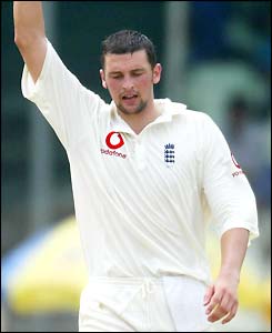 Steve Harmison celebrates a wicket