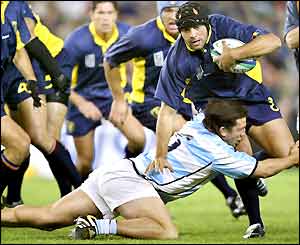 Ovidiu Tonita is tackled