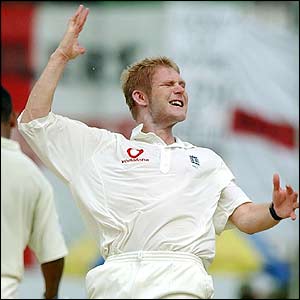 Matthew Hoggard ends Bangladesh's second innings as he bowls Enamul Haque Jr for a duck