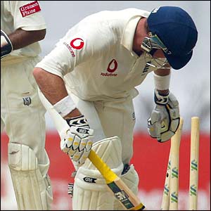 Marcus Trescothick is dismissed for 27