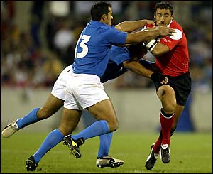 Wales' Sonny Parker poses problems for the Italian defence